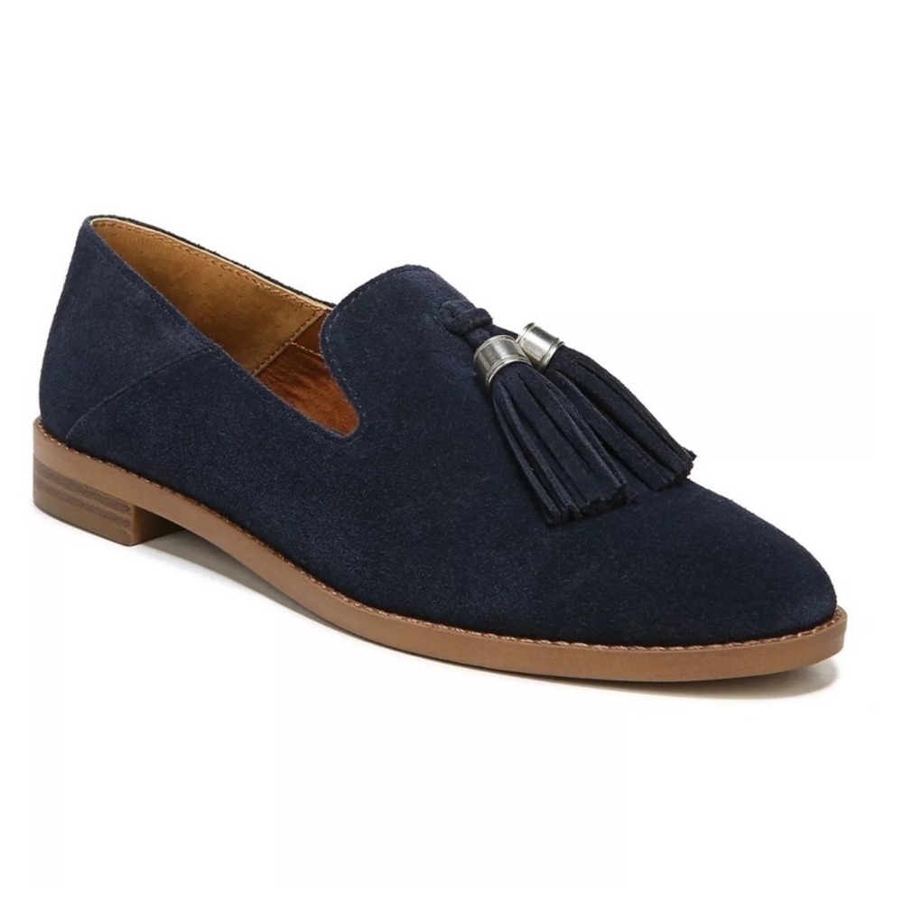 Franco Sarto Haden Navy Blue Suede Tassel‎ Loafers Size 10